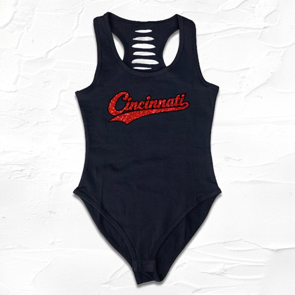 Red Glitter Baseball Team womens bodysuit, Red Team Gift, Baseball MOM